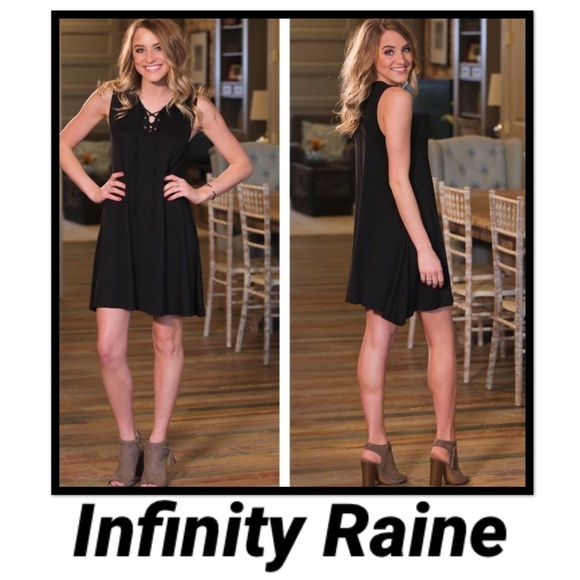 Infinity Raine Dresses & Skirts - 🚫 SOLD Last One! Black Lace Up Knit Dress (M)